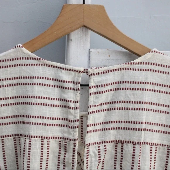 Free People Cream Brown Lightweight Kenny Striped One-Piece Jumpsuit Size Medium - Picture 9 of 11